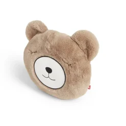 Coussin tête d'ourson polyester marron Ø33cm