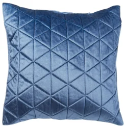 Coussin velours matelasse triangle bleu
