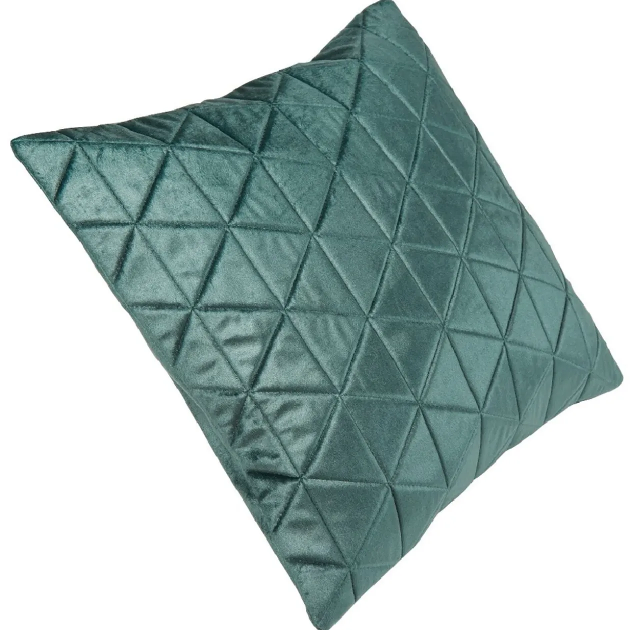 Coussin velours matelasse triangle vert