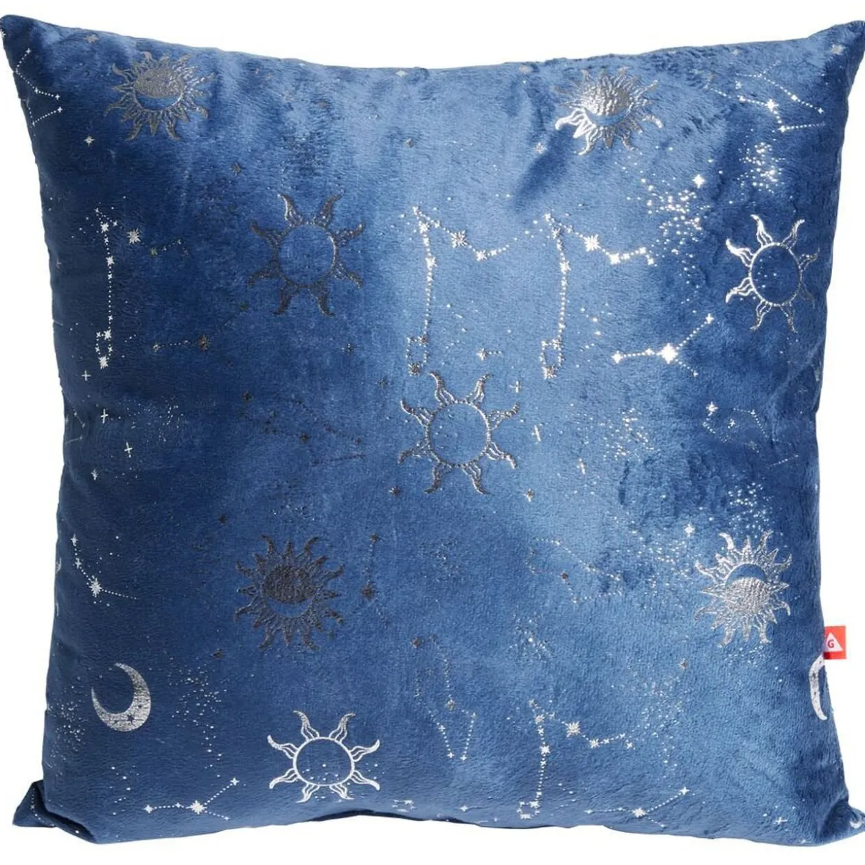Coussin 40x40cm avec plaid 130x170cm thème astro bleu imprimé argenté