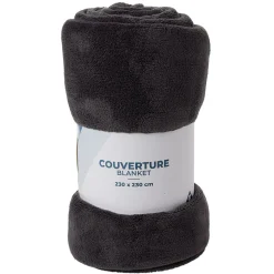 Couverture douce gris ou beige 230x230cm