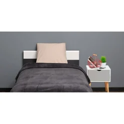 Couverture polaire 1 personne polyester uni gris foncé