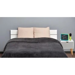 Couverture polaire 2 personnes polyester uni gris foncé