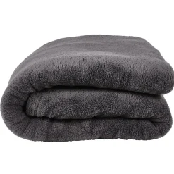 Couverture polaire 2 personnes polyester uni gris foncé
