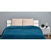 Couverture polaire 2 personnes polyester uni bleu