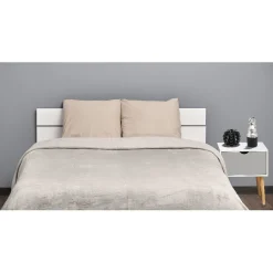 Couverture polaire 2 places taupe uni