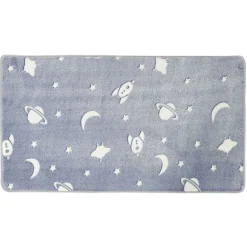 Descente de lit phosphorescente motif galaxie 110x60cm effet fourrure