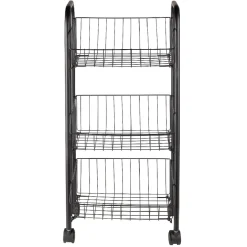 Desserte à roulettes 3 niveaux métal noir