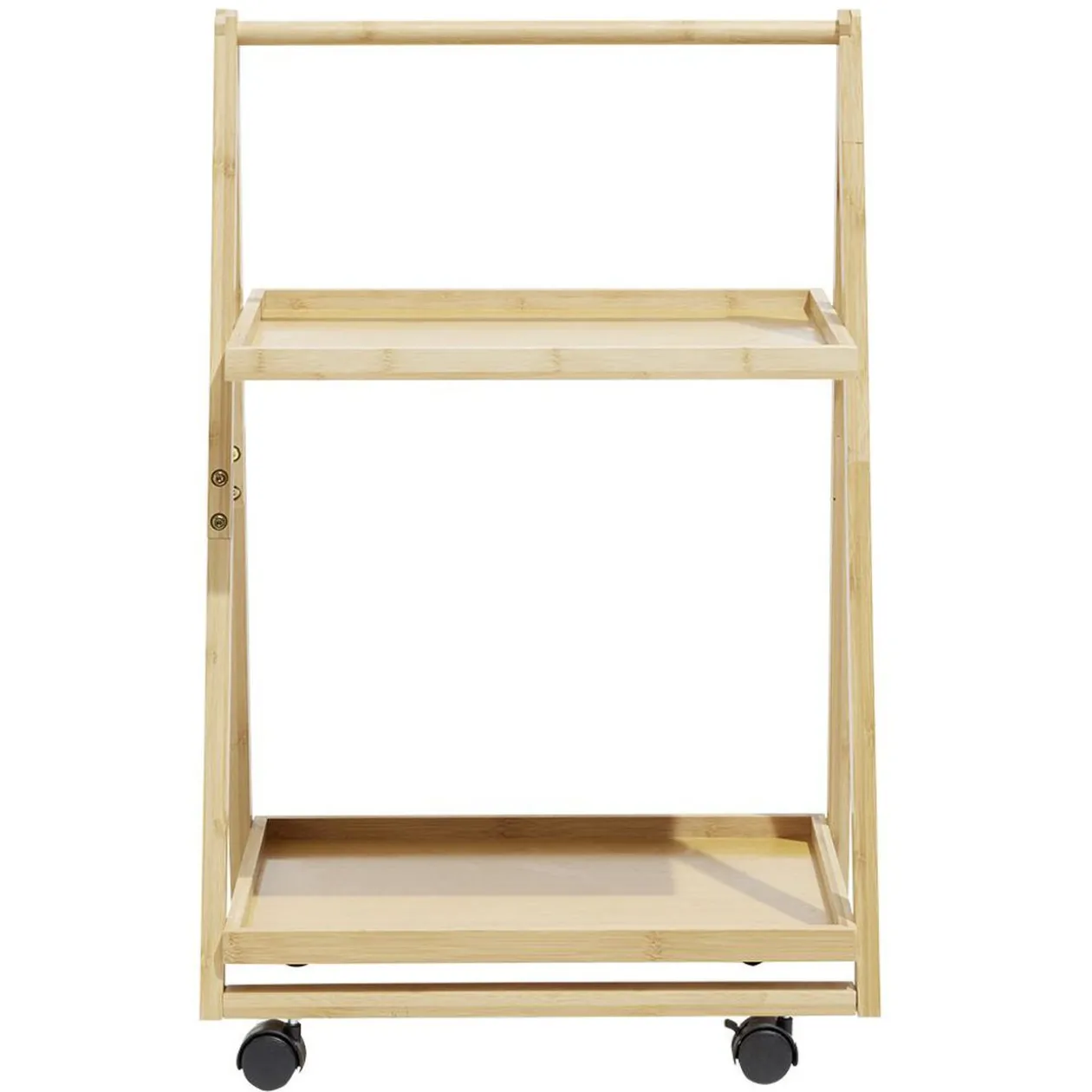 Desserte à roulettes bambou 2 niveaux 50x38xH78cm