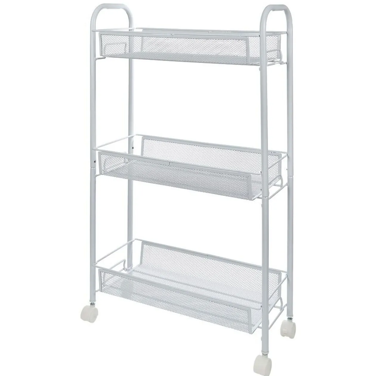 Desserte cuisine 3 niveaux métal blanc