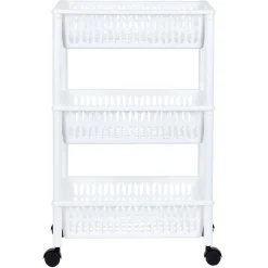 Desserte de cuisine 3 niveaux panières blanches