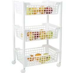 Desserte de cuisine 3 étages blanc