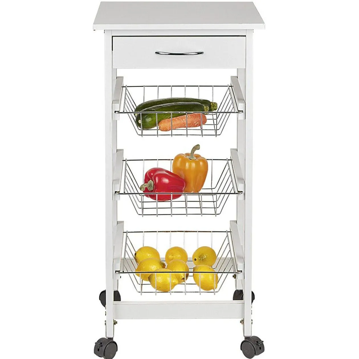 Desserte de cuisine mdf métal blanc gris