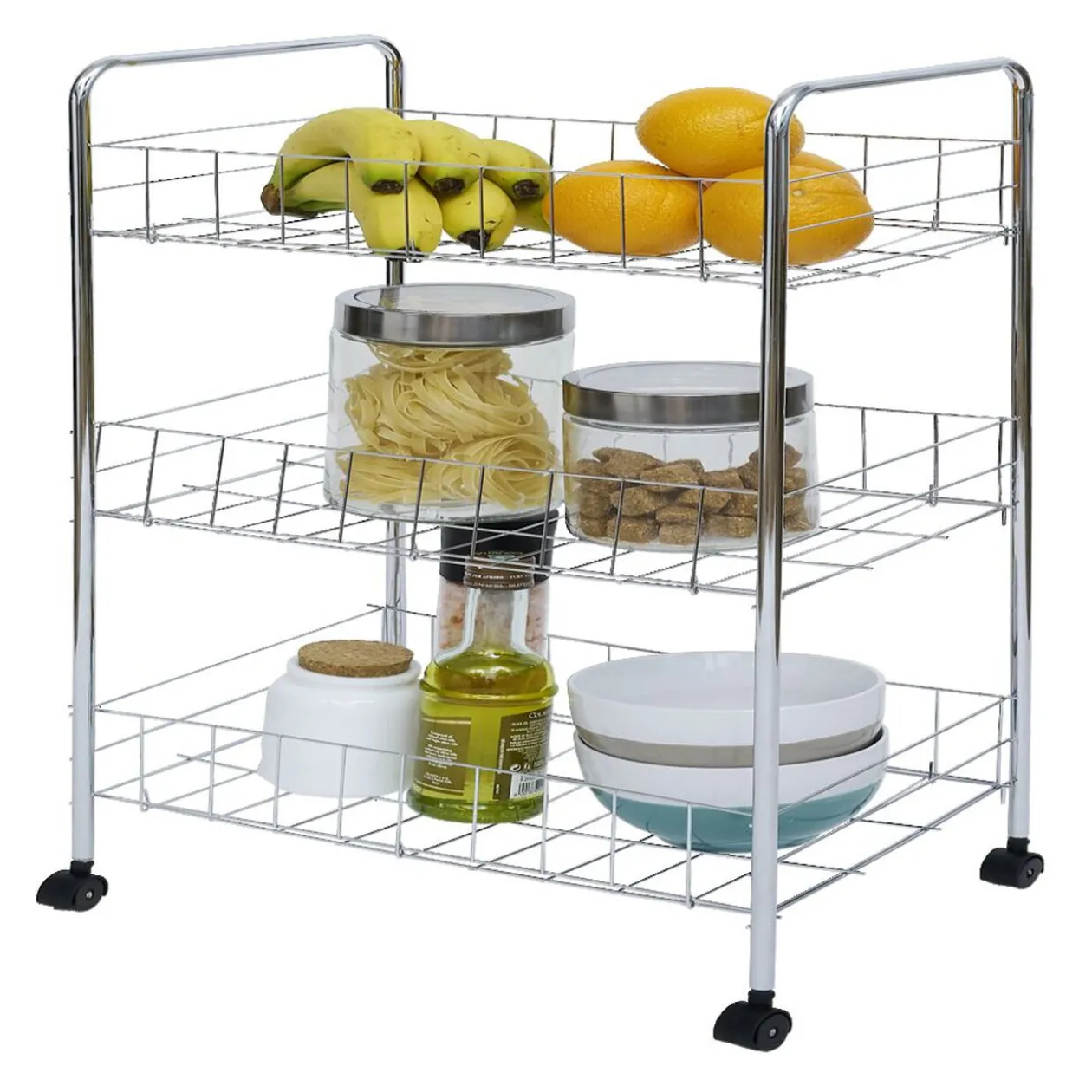 Desserte en métal 3 niveaux - 35,5xH66,5x26cm