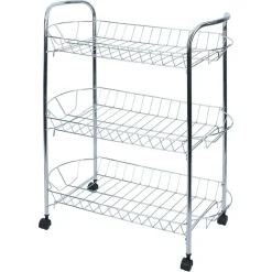 Desserte en métal gris 3 niveaux - L.51xl.26,5xH.57cm