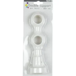 Double support pour tringle blanc