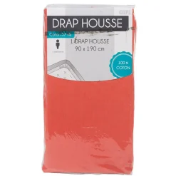Drap housse 1 personne corail