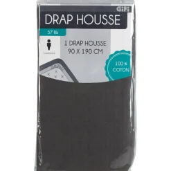 Drap housse 1 personne gris foncé