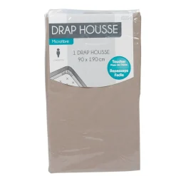 Drap housse 1 personne taupe