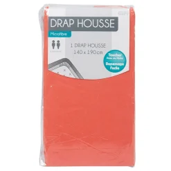 Drap housse 2 personnes corail