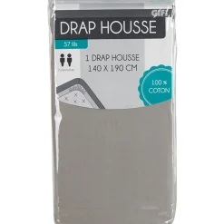 Drap housse 2 personnes gris clair