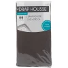 Drap housse 2 personnes gris foncé