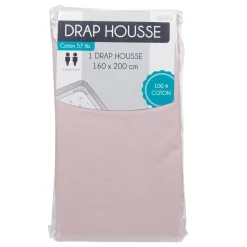 Drap housse 2 personnes rose