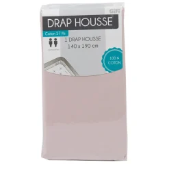 Drap housse 2 personnes rose