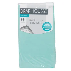 Drap housse 2 personnes vert d eau