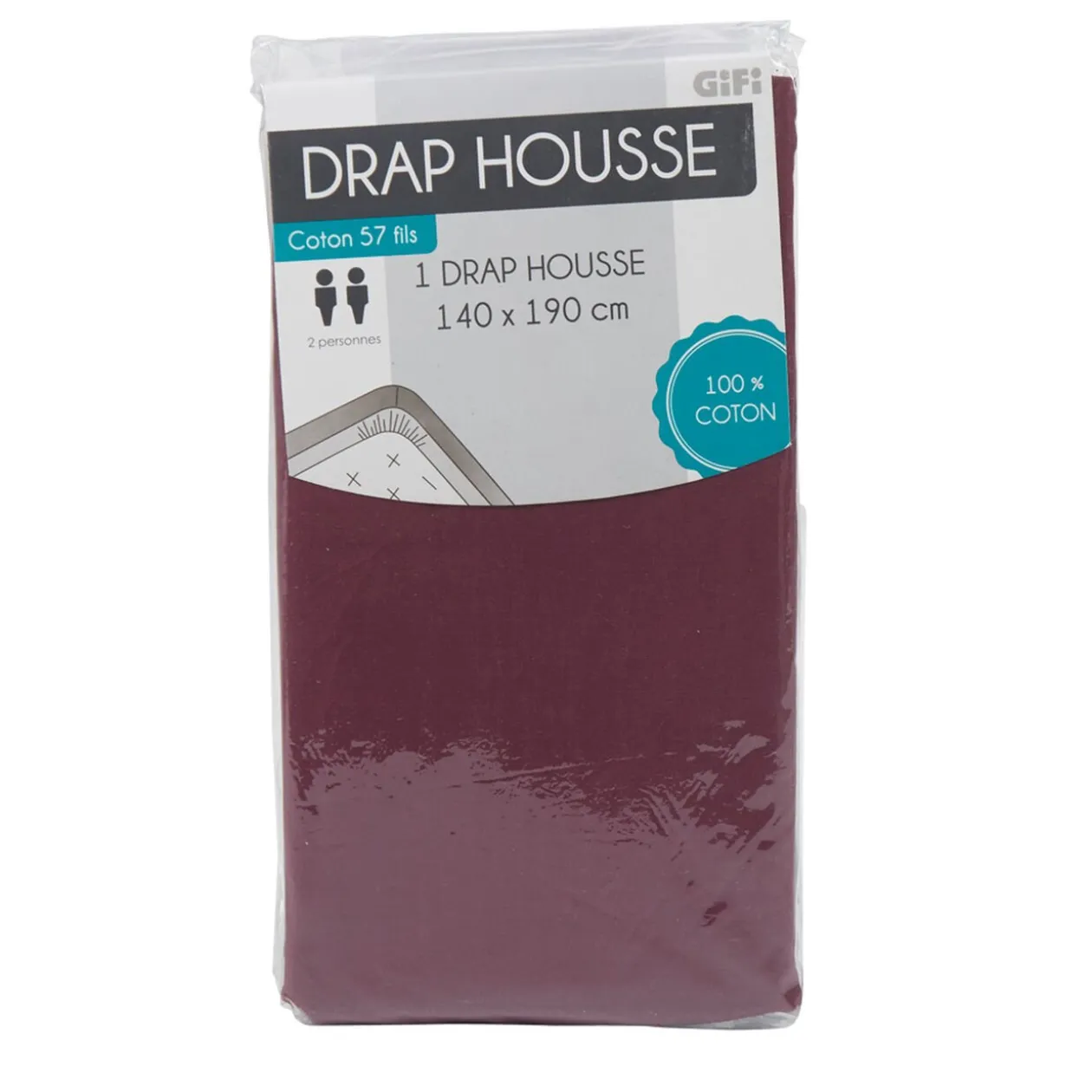 Drap housse 2 personnes violet