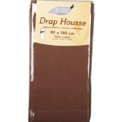 Drap housse 1 place chocolat