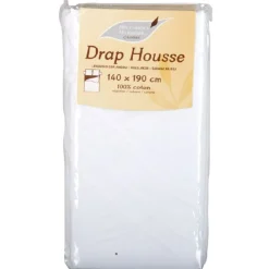 Drap housse 2 places blanc