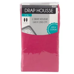 Drap housse 2 places rose fuchsia uni