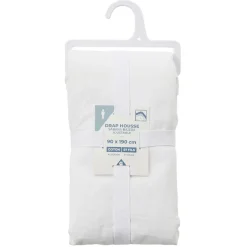 Drap housse en coton blanc 90x190 cm