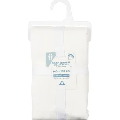 Drap housse en coton blanc 140x190 cm