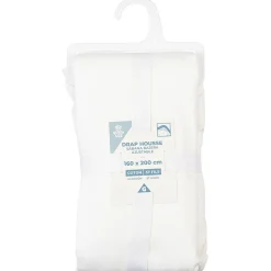 Drap housse en coton blanc 160x200 cm
