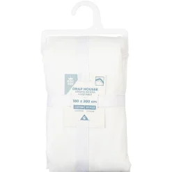 Drap housse en coton blanc 180x200 cm