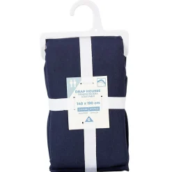 Drap housse en coton bleu foncé 140x190 cm