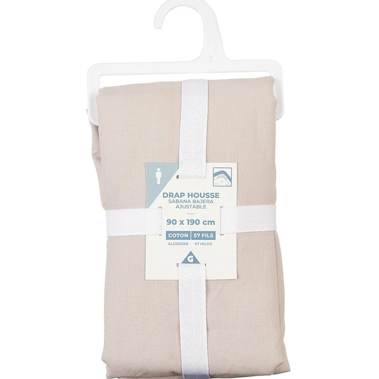 Drap housse en coton rose 90x190 cm