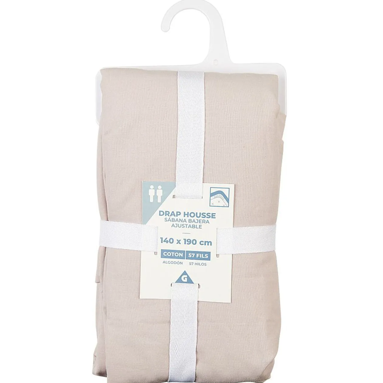 Drap housse en coton rose 140x190 cm