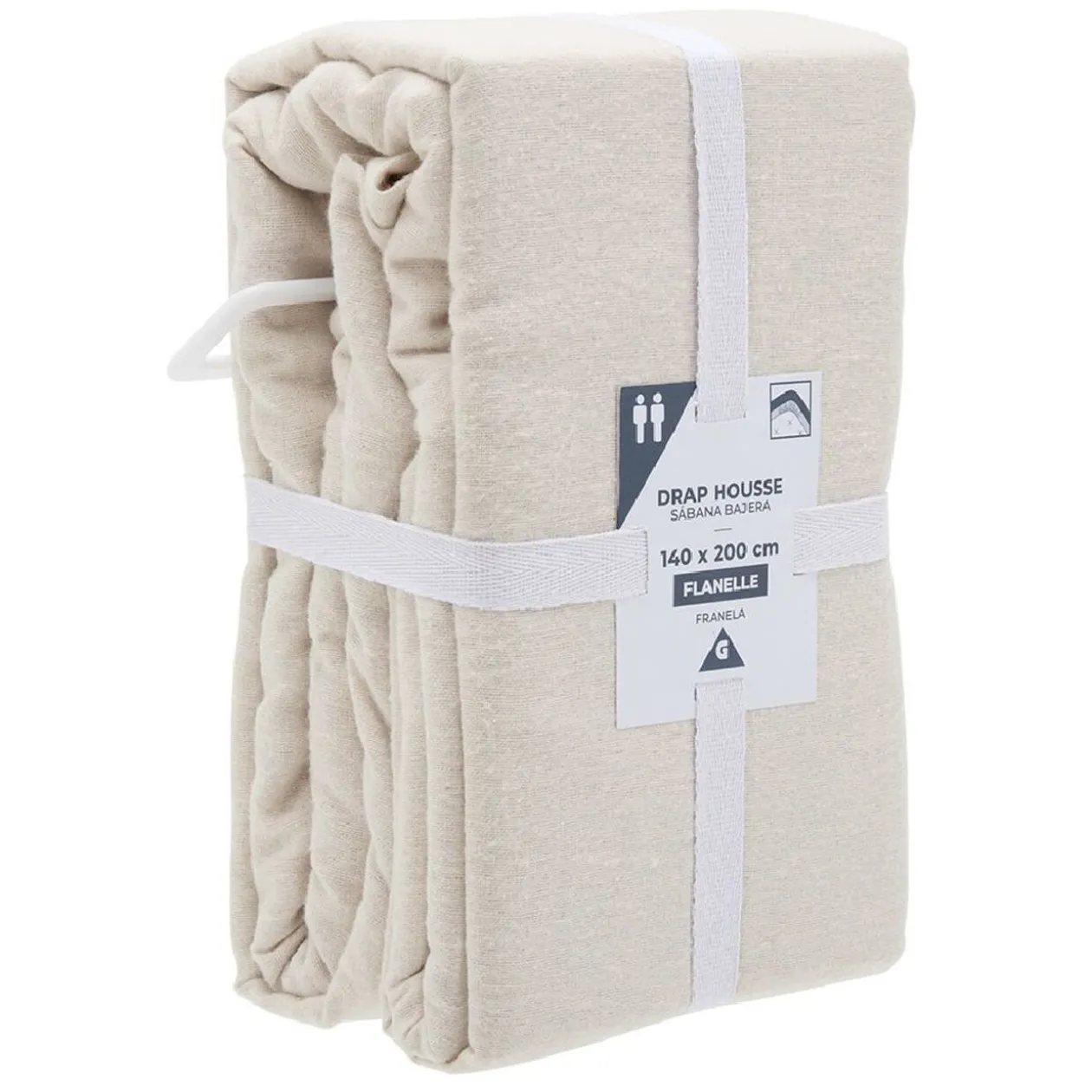 Drap housse flanelle uni L140X200 cm