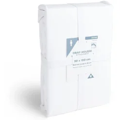 Drap housse 90x190cm 100% coton blanc