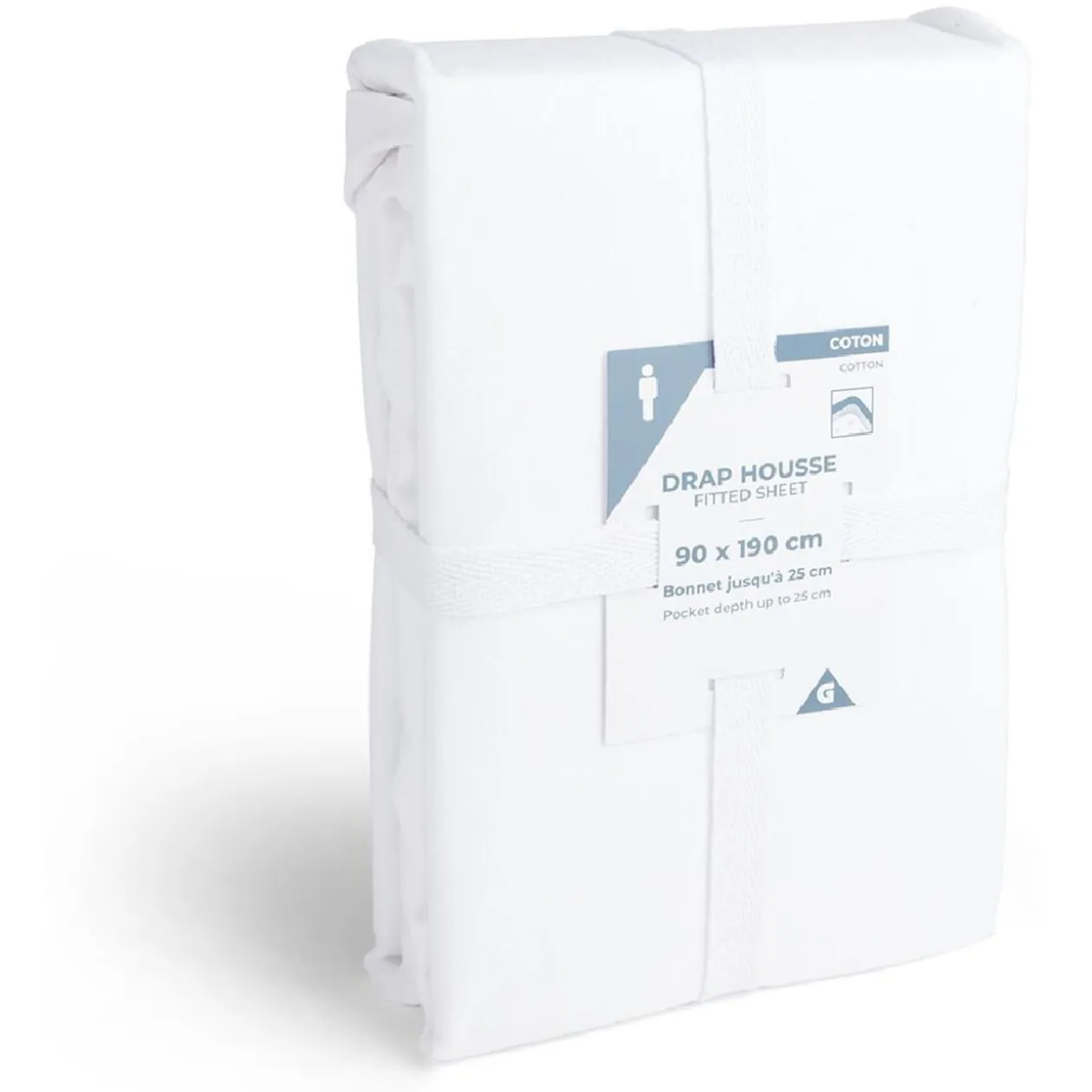 Drap housse 90x190cm 100% coton blanc
