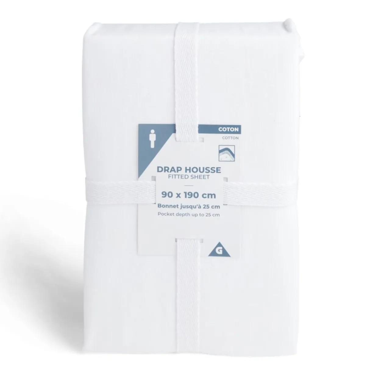 Drap housse 90x190cm 100% coton blanc