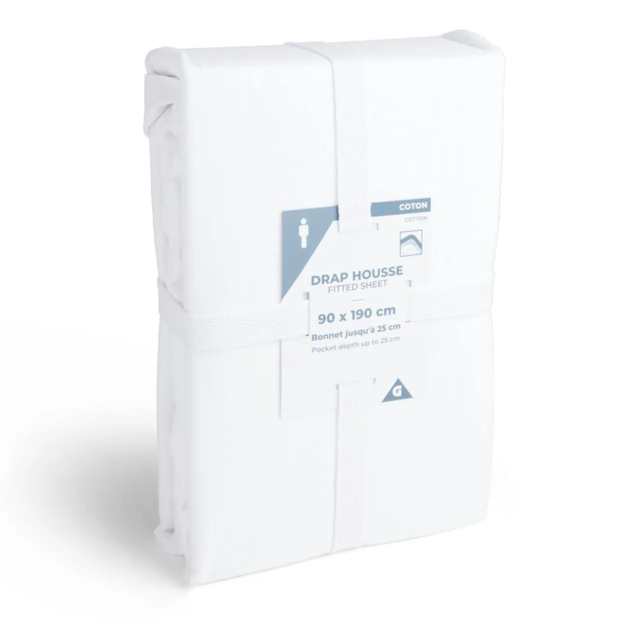 Drap housse 90x190cm 100% coton blanc
