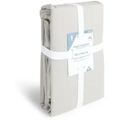 Drap housse 90x190cm 100% coton gris clair