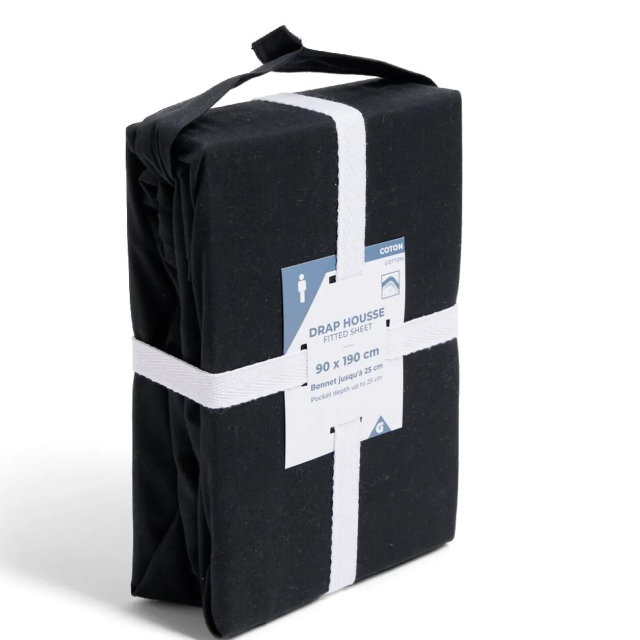 Drap housse 90x190cm 100% coton noir