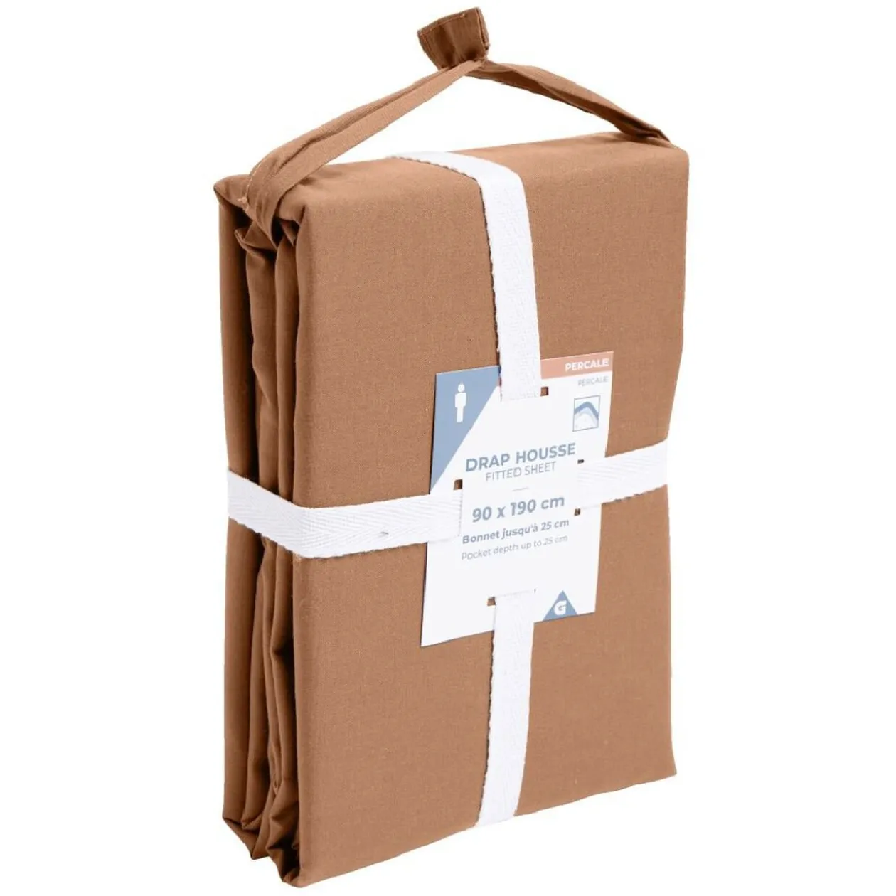 Drap housse 90x190cm 100% coton percale rouge