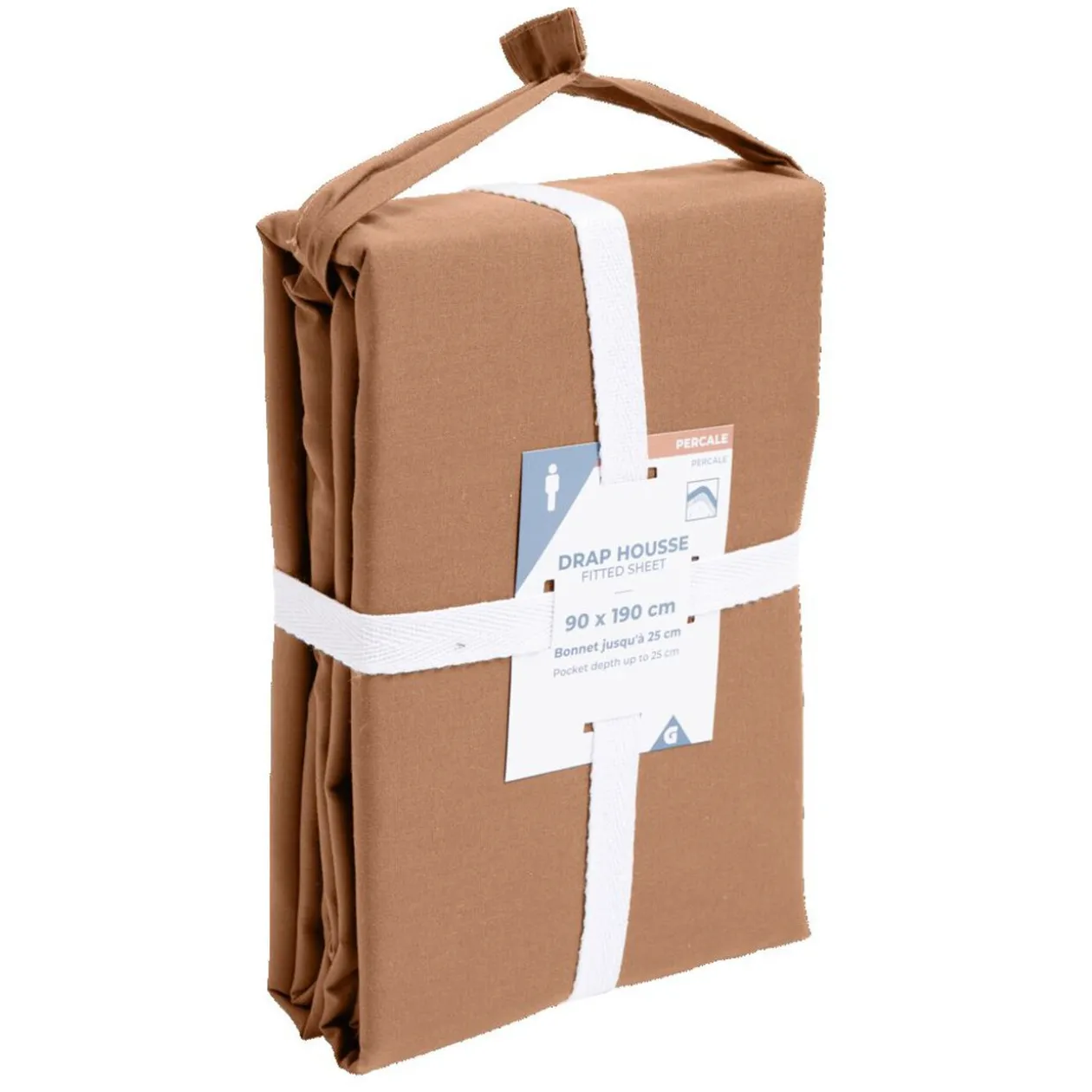 Drap housse 90x190cm 100% coton percale rouge