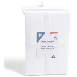 Drap housse 140x190cm 100% coton percale blanc